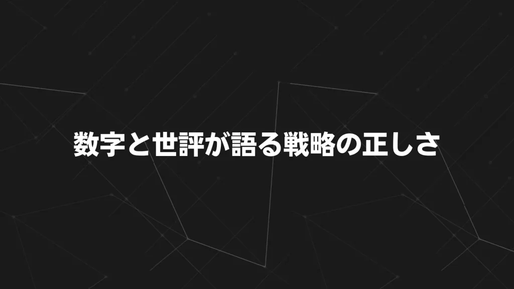 成果と評価──数字と世評が語る戦略の正しさ